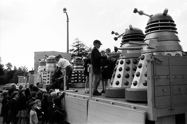 Lorry load of Daleks are prepared to be transported to the Cannes Film Festival via Dover