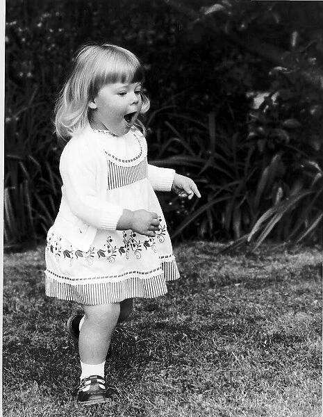 Louise Brown the first test tube baby in the world in the garden at home June 1980