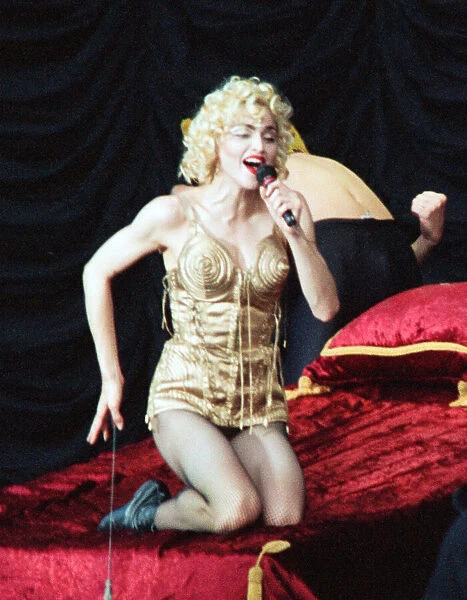 Madonna performing at Eriksberg during her Blond Ambition World Tour. 30th June 1990