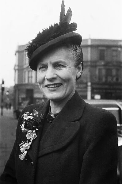 Making a polling day tour of her Fulham constituency. Dr Edith Summerskill