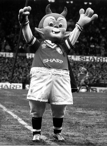 The Manchester United club mascot on the pitch at Old Trafford. 1st February 1988