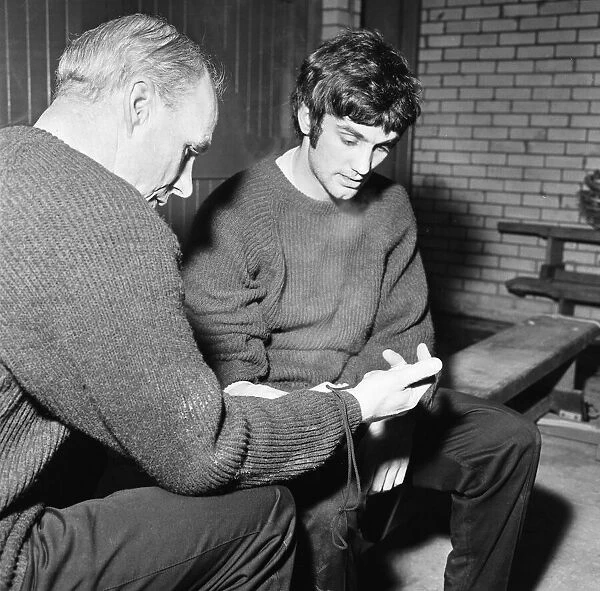 Manchester United footballer George Best during a training session. February 1968