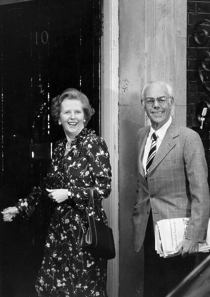 Margaret Thatcher and husband Denis entering 10 Downing Street - May 1987