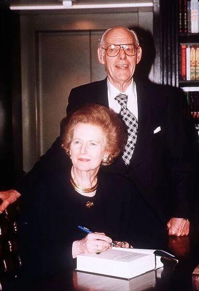Margaret Thatcher and husband Denis Thatcher - June 1995 at the Signing of her new