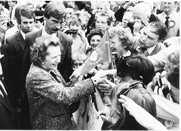 Margaret Thatcher meets her adoring public during a visit to Newton Abbot in 27th May
