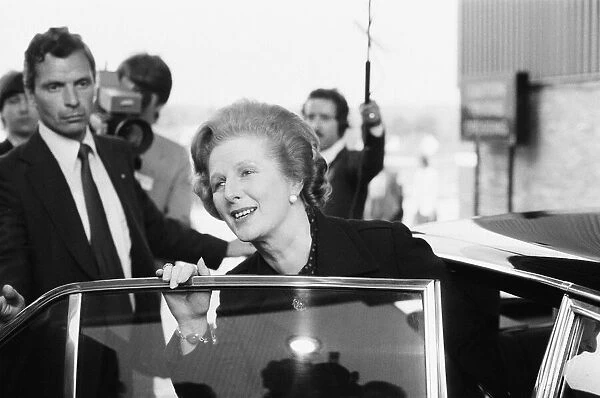 Margaret Thatcher PM, officially opens a new warehouse in Whetstone