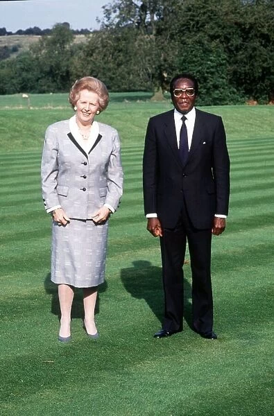 Margaret Thatcher Prime Minister with Robert Mugabe at Chequer