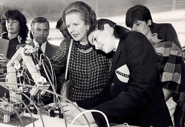 Margaret Thatcher at a promotional event to encourage young women to study science - July
