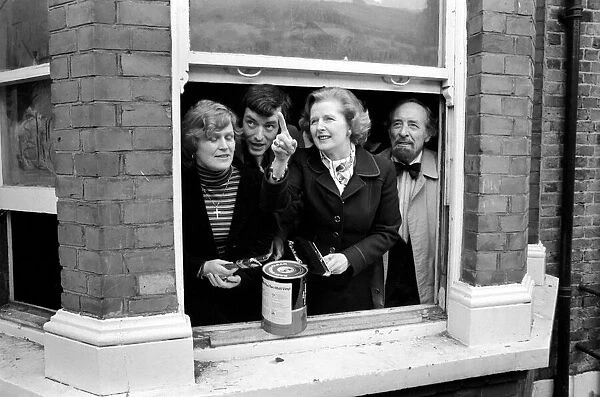 Margaret Thatcher seen here handing over the keys, a can of paint