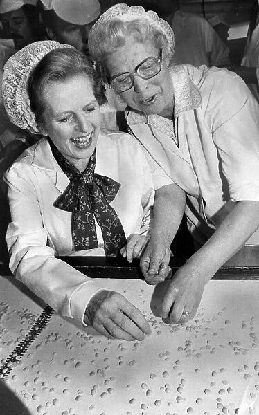 Margaret Thatcher visiting food factory in south London - June 1983