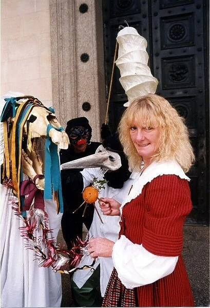 Mari Lwyd - Pat Smith of Mari Arts, pictured with the 'Mari Lwyd'