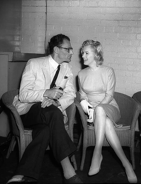 Marilyn Monroe with her new husband Arthur miller at a press conference at the Royal