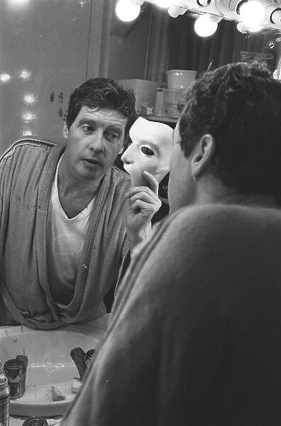 Michael Crawford with his Phantom of the Opera mask, dressing room of Her Majesty