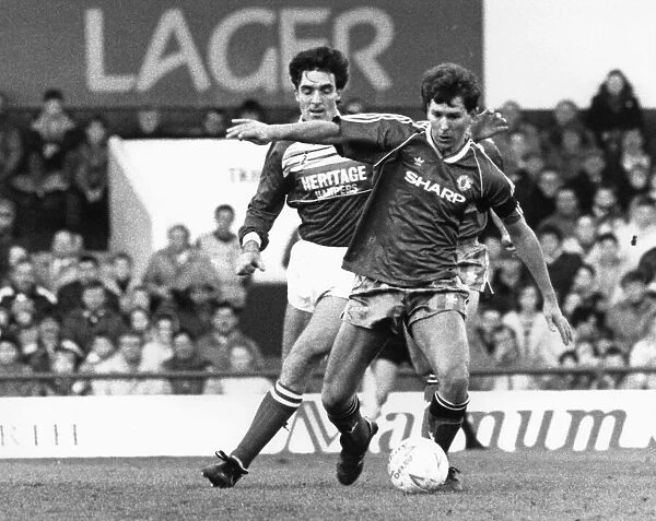 Middlesbrough player Bernie Slaven in action against Manchester United