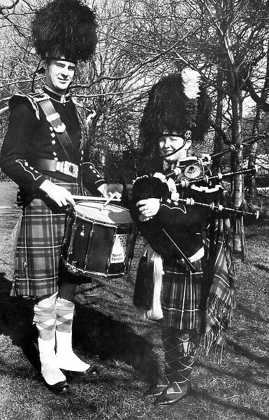 Mike Glabus and Michelle Dawson from the North Tyne and District Pipe Band in March 1985
