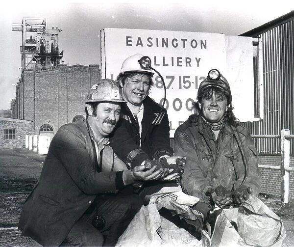 Miners at Easington Colliery, County Durham celebrating the production of their millionth
