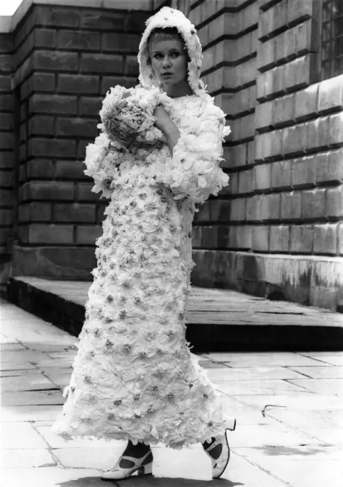Framed Print : A paper wedding gown made of white crepe paper, designed and stitched by Louise Miller