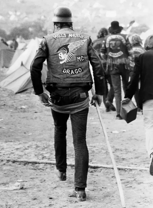 Framed Print : Hells Angel at Isle of Wight Pop Festival Print, 1970 Framed Print : Hells Angel at Isle of Wight Pop Festival Print, 1970