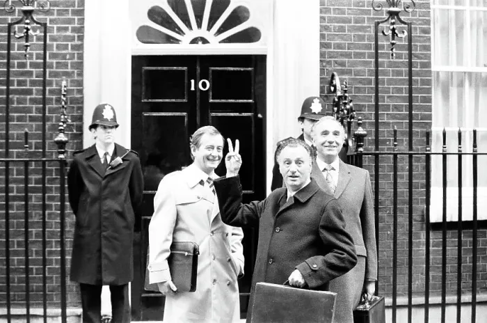 Framed Print : Yes Minister Filming Print, London 1982 Framed Print : Yes Minister Filming Print, London 1982