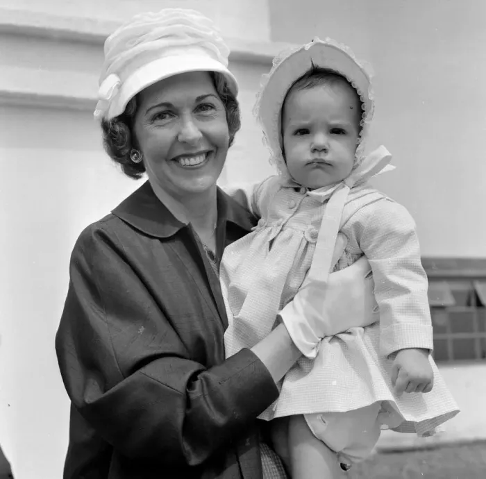 Framed Print : Barbara Riese with Penny at London Airport Print 1959 Framed Print : Barbara Riese with Penny at London Airport Print 1959