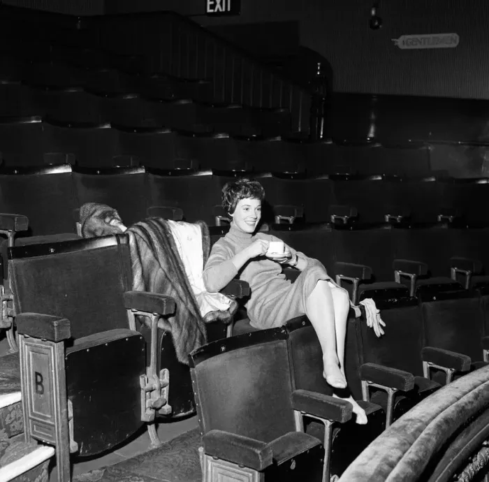 Framed Print : Julie Andrews Watches Husband at Lyric Theatre Print 1961 Framed Print : Julie Andrews Watches Husband at Lyric Theatre Print 1961