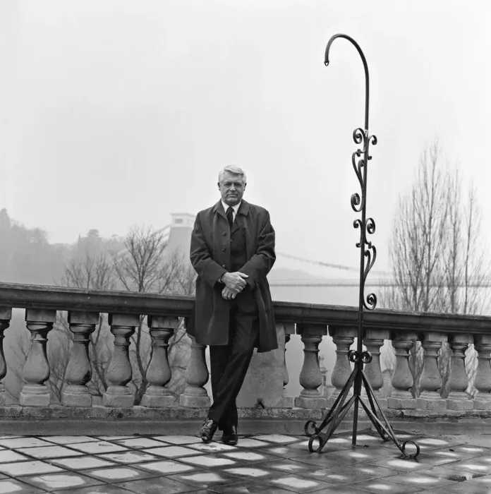 Framed Print : Black and white print of Cary Grant standing on the banks of Avon Gorge