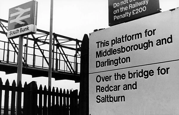 Misspelt sign at South Bank Railway Station, Middlesbrough, with extra O in Middlesbrough