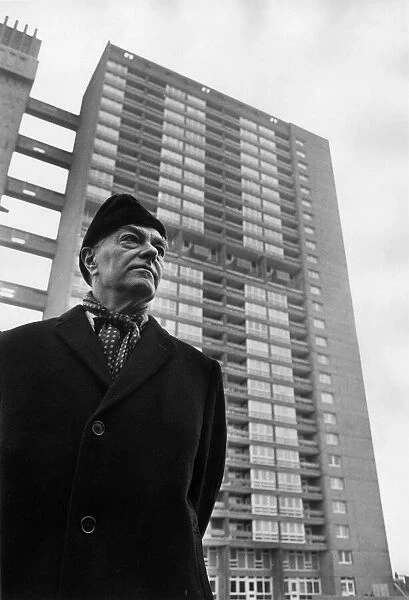 Mr Erno Goldfinger, Hungarian-born architect, moves into a block of GLC flats he designed