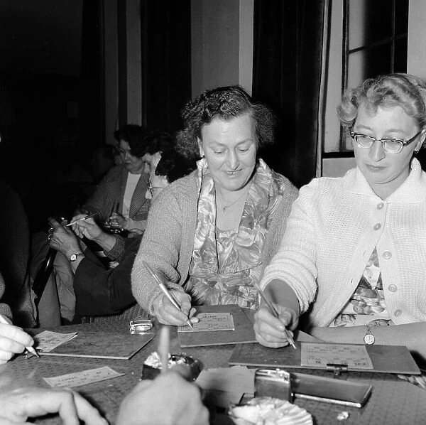 Mrs Nice enjoys a night out at the bingo in Leigh on Sea. 9th August 1961