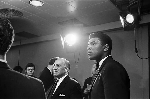 Muhammad Ali at a press conference ahead of his rematch with Henry Cooper on 21st May