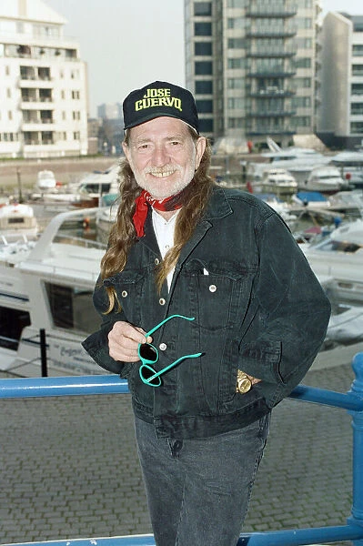 Musician Willie Nelson at Chelsea Harbour, London. 9th April 1992