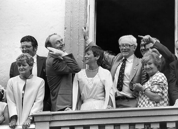 Neil Kinnock with Michael foot at Durham miners gala. July 1983 P031982 *** Local Caption
