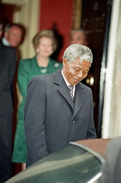 Nelson Mandela meets Margret Thatcher at No. 10 Downing Street. July 4, 1990