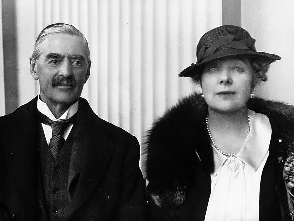 Neville Chamberlain Prime Minster with his Wife circa 1938