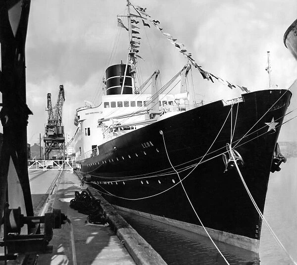 The new ship liner Leda at the Tyne Commission Quay on the River Tyne at North Shields