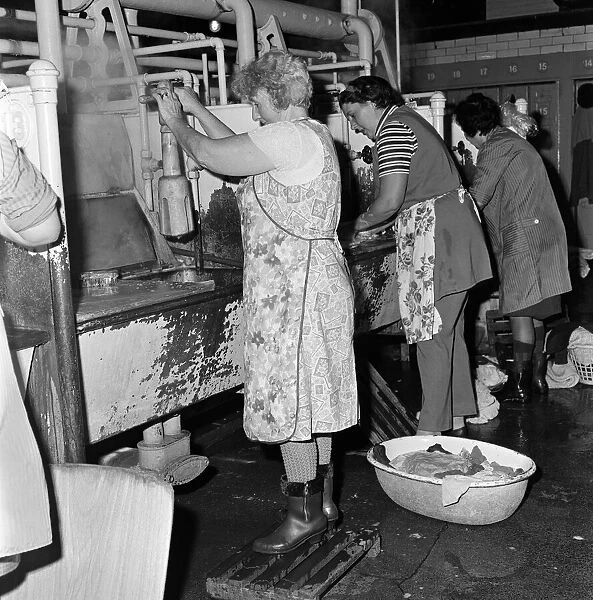 Newcastle women washing their clothes at Snow Street Wash House, Newcastle