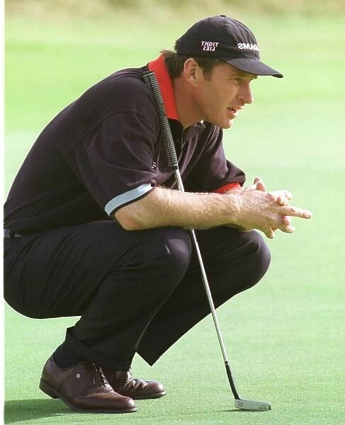 Nick Faldo at Open Golf Championship Birkdale 1998 sizes up a put on the 18th