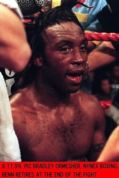 Nigel Benn Boxer after loosing to Steve Collins Boxer sitting back on his stool