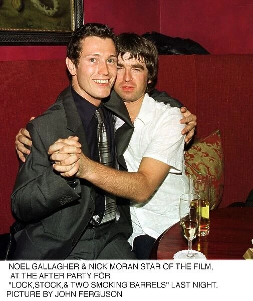 Noel Gallagher August 1998 Singer RIGHT with Nick Moran Actor LEFT at Berkeley Playhouse