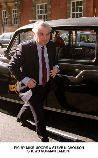 Norman LaMont MP leaving a Taxi Cab