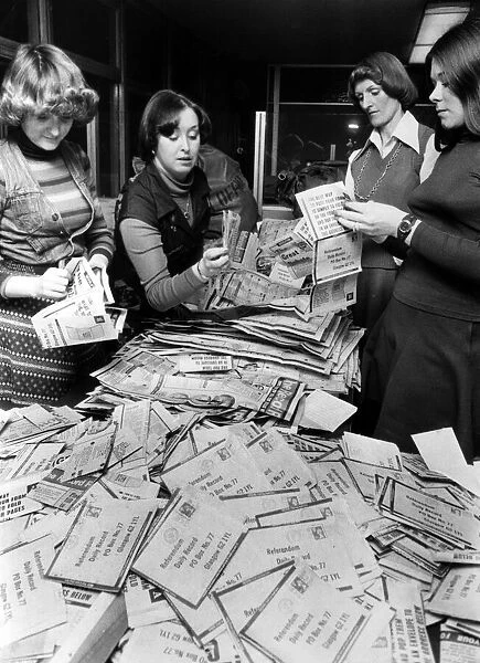 Office Girls count the results of the Record Referendum, over 45