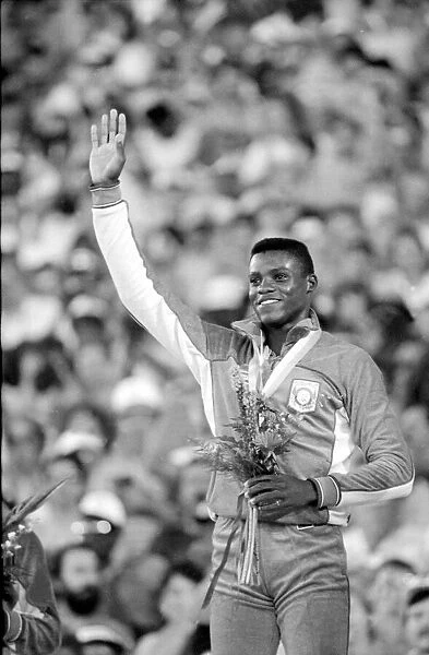 Olympic Games 1984 Los Angeles USA Carl Lewis Athlete - Medal Ceremony - Gold