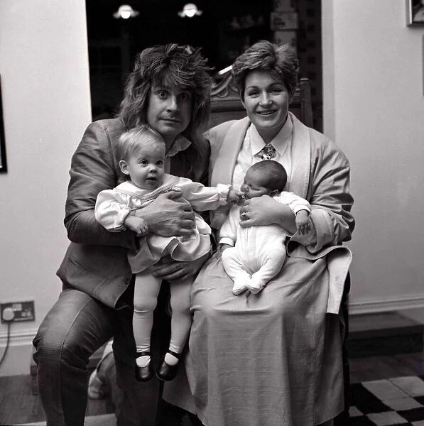 Ozzy and Sharon Osbourne with two of their three children November 1985