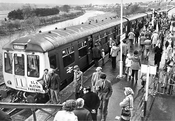 Passengers crowd the platform on 3rd May 1976 at Haltwhistle Station before the last