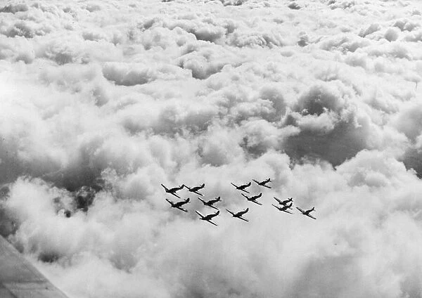 Patrol of Hurricane fighters during Second World War. 17th December 1940