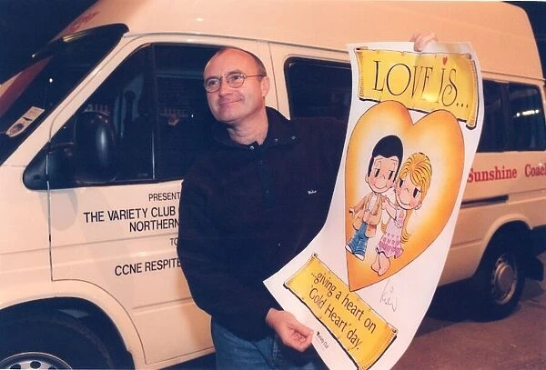 Phil Collins hands over a new Variety Club mini bus to CCNE Respite 10 November 1997