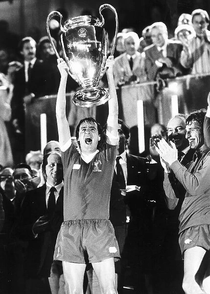 Phil Thompson of Liverpool with European Cup 1981 after beating Real Madrid in
