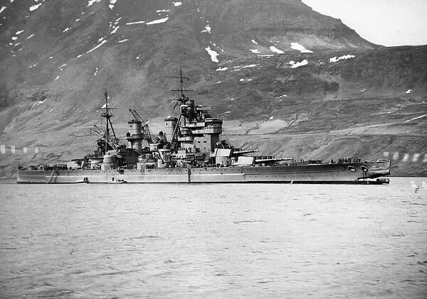 Picture taken in an Icelandic fjord after the Royal Navy battleship King George V had