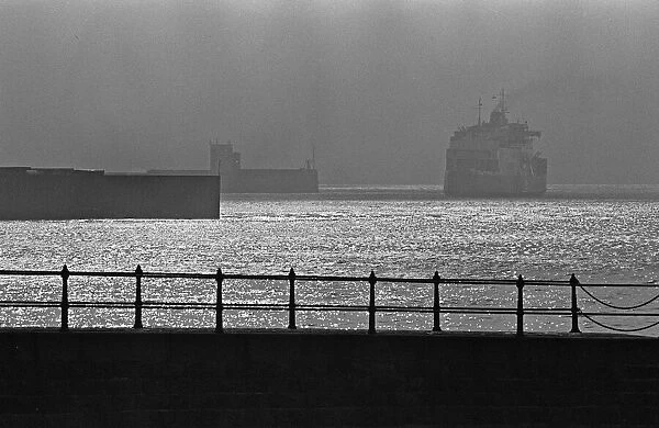 A P&O cross channel ferry leaves Dover Harbour bound for Calais 23rd April 1990