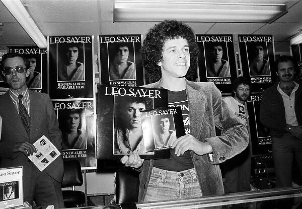 Pop singer Leo Sayer, who is promoting his new LP at a big London record store